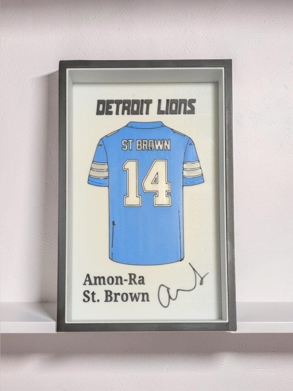 Amon-Ra St. Brown Jersey Display Box | Lions Fan Gift | Football Wall Art